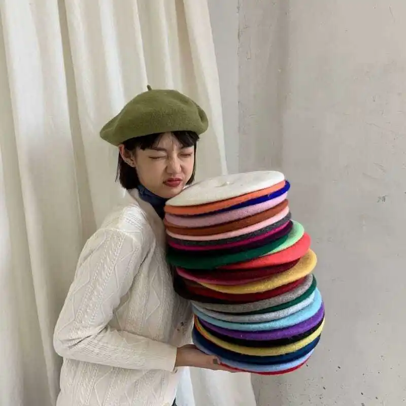 Women Wool Berets French Artist Style Warm Winter Beanie Hat  display picture 3