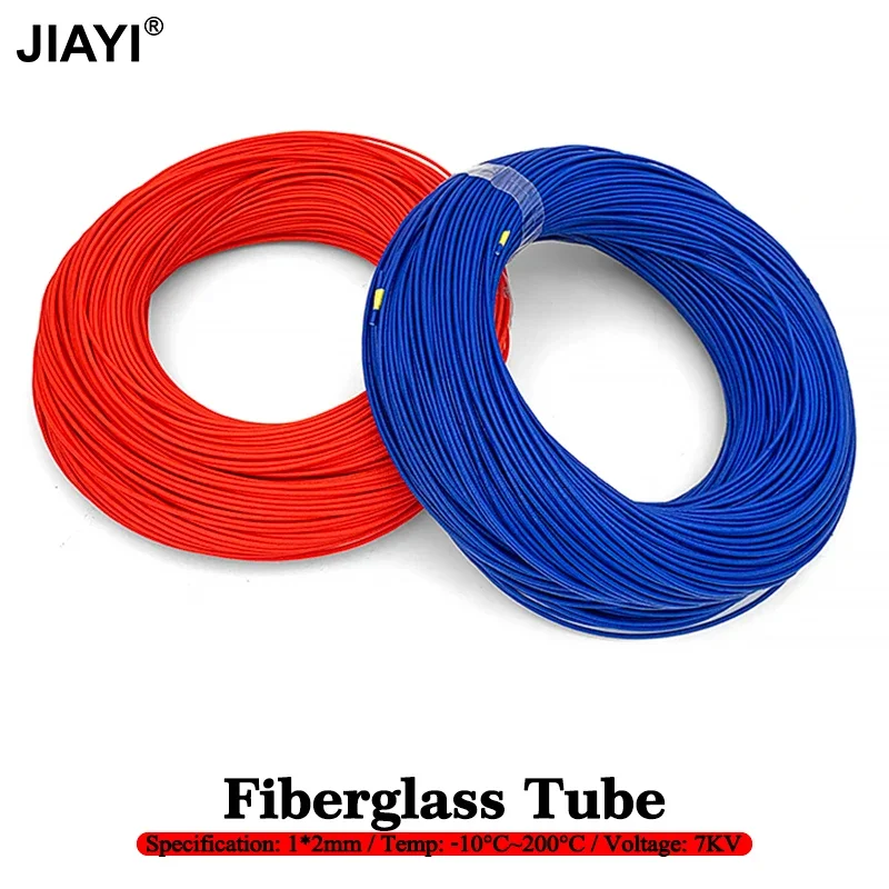 2/5M External Glass Fibre Internal Silicone Braided Sleeving Heat Resistant Wire Sheath Protection Tube Blue Red Insulation hose