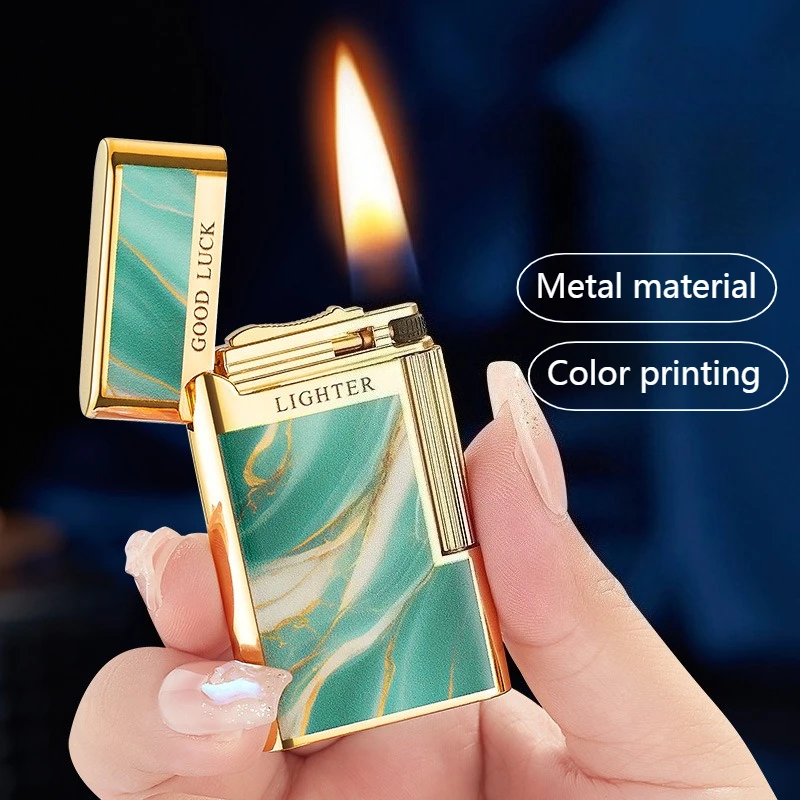 

Embossed Rose Side Sliding Grinding Wheel Oil Lighter, Open Flame, Metal, Personalized Fashionable and Exquisite Gift