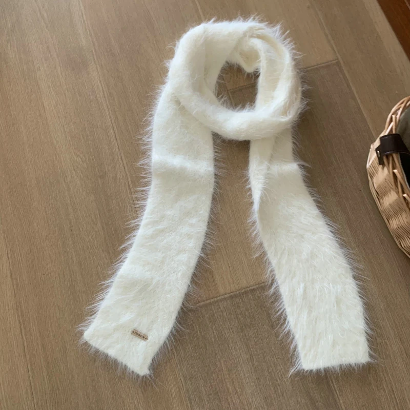 Winter Imitation Mink Hair Scarf Warm Scarf Women Shawl Lady Scarves Knitted Solid Color Scarves For Women