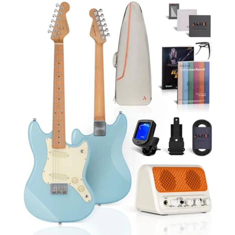 

36-inch Electric Guitar: 3/4 Size Mini Electric Guitar Kit with Solid Body 1.5 In Neck Width for Beginners 10W Amp Gig Bag Stri