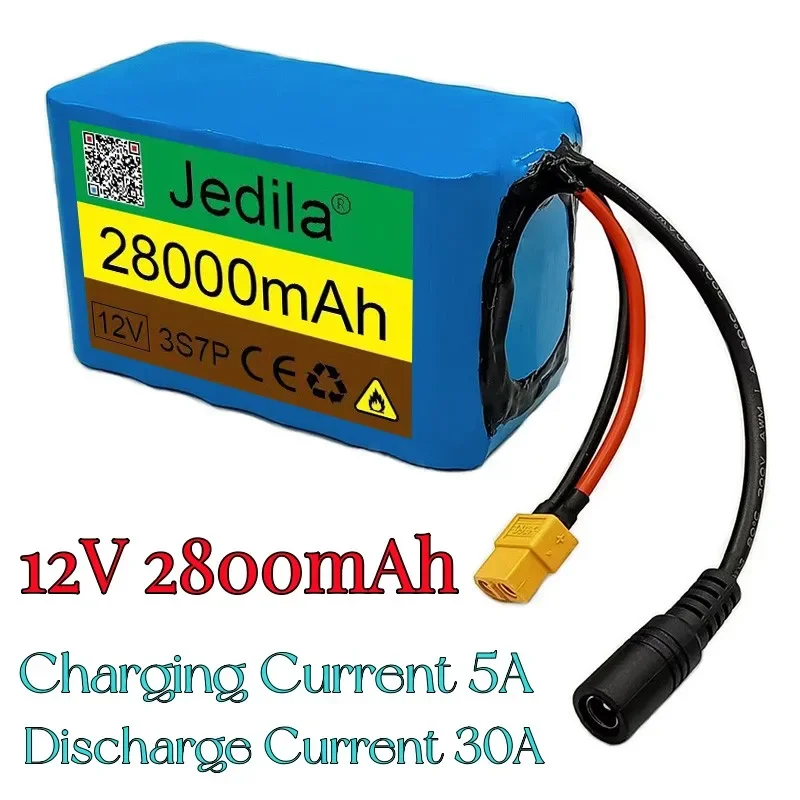 100% Brand New. 12V 28Ah New Battery Pack 3S6P 28A Same-port Charging and Discharging Balance BMS 12V Power Supply Electric Boat