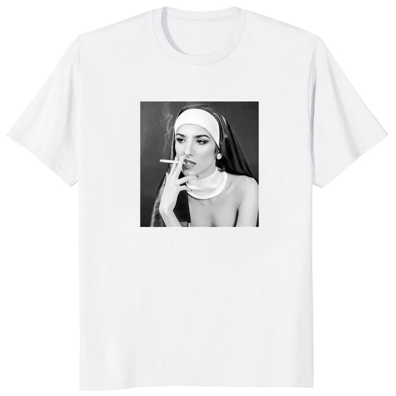 Novelty Nun Print Unisex Hentai Lascivious-deep Platform Religious Anime Harajuku Shirt Otaku Man Alternative Clothing Fun Tops