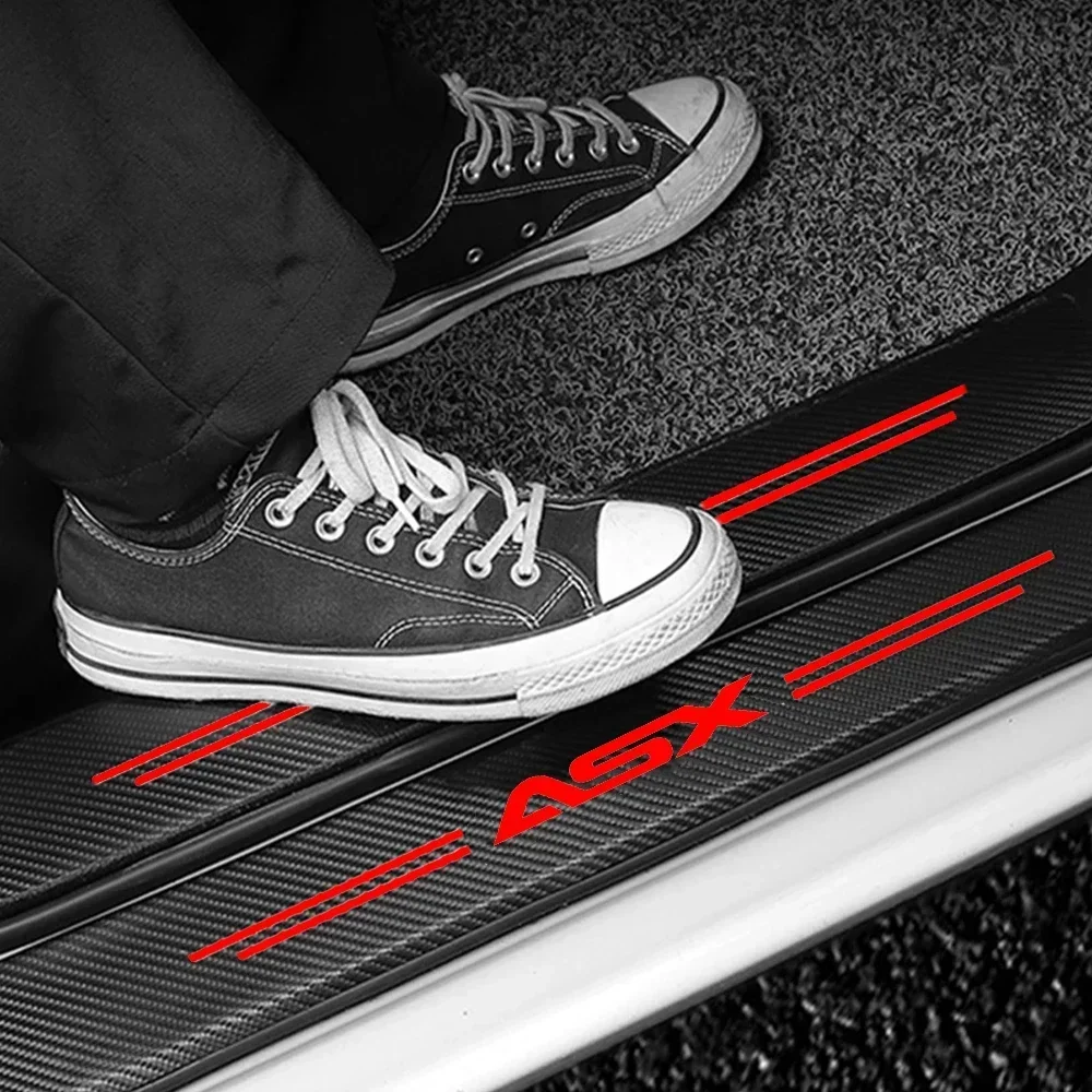 Car Door Threshold Stickers Carbon Fiber Protective Strip for Mitsubishi ASX 2024 Auto Sill Anti Scratch Dirty Tape Film