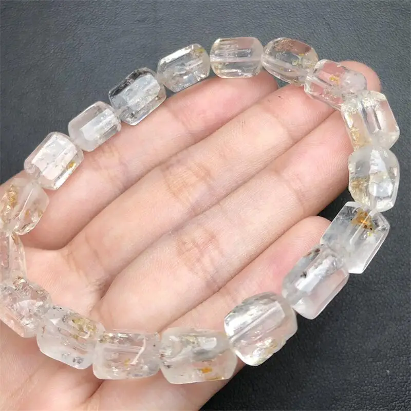 Natural Freeform Golden Herkimer Diamond Bracelet Charms Handmade Fortune Energy Mineral Woman Amulet Jewelry Gift 1PCS