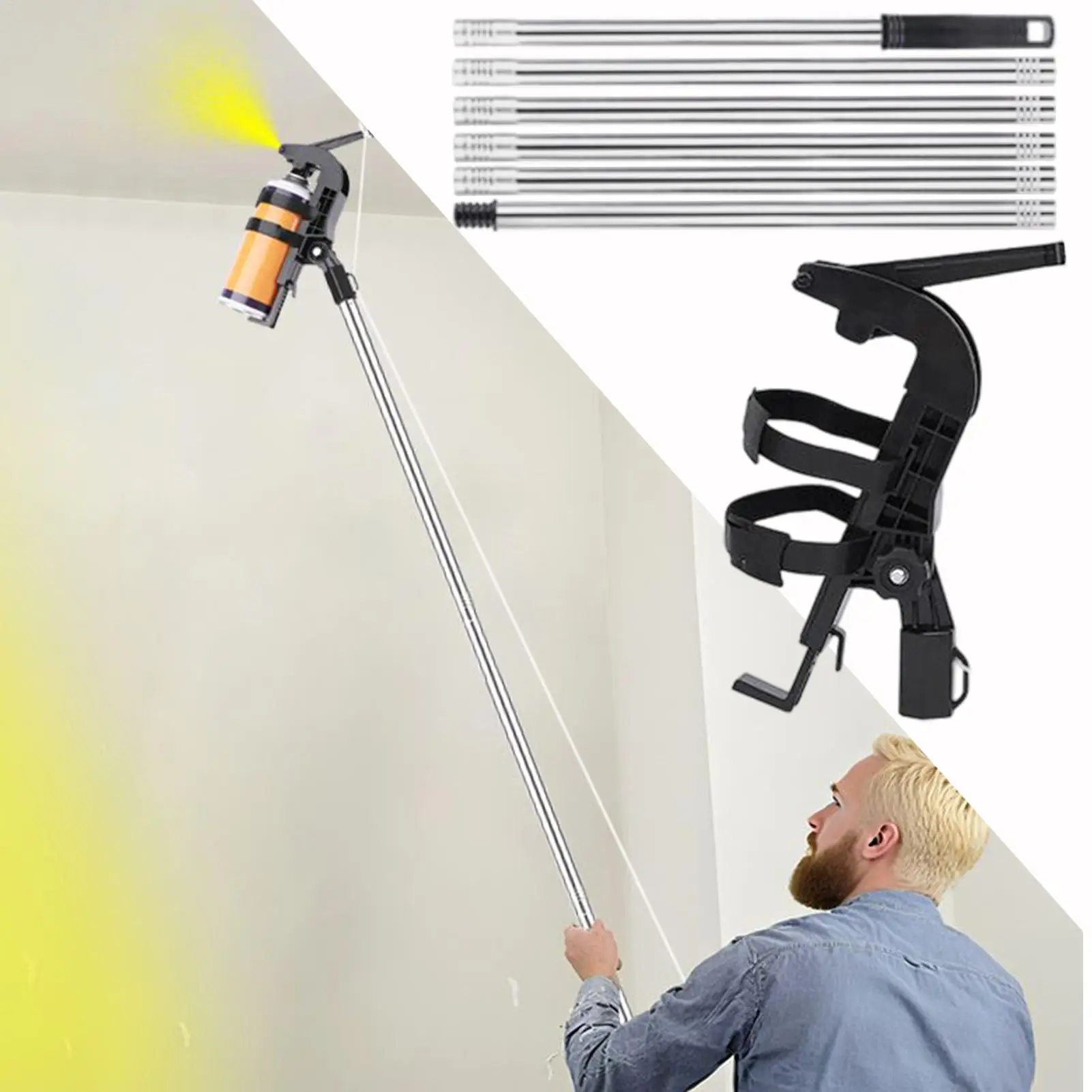 

1.6m/2.0m/2.4m Spray Can Extension Pole Adaptor Adjustable Angle Spray Can Trigger Handle Powder Duster with Telescopic Wand