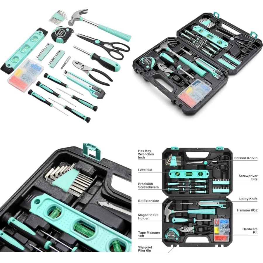 

142-Piece Household Tool Kit for Home Repair, Hand Tools with Storage Case, 13.39 x 9.25 x 2.95 inch