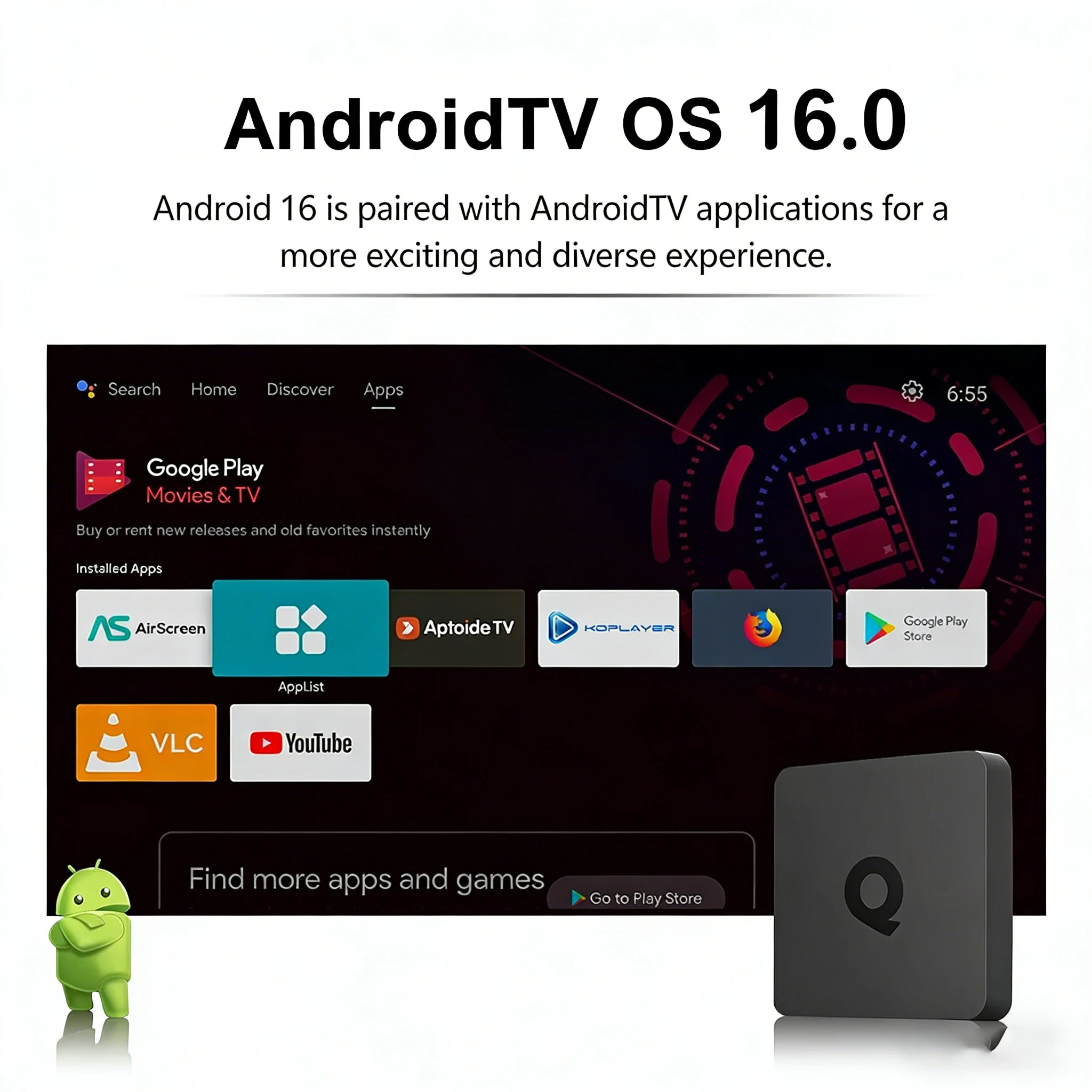 Android16 Smart TV Box Q1 Allwinner H313 Obsługuje 2.4G&5G Dual Wifi 8K 64G 128G Rom Google Media Player TV Box Voice Set Top Box — zdjęcie 6