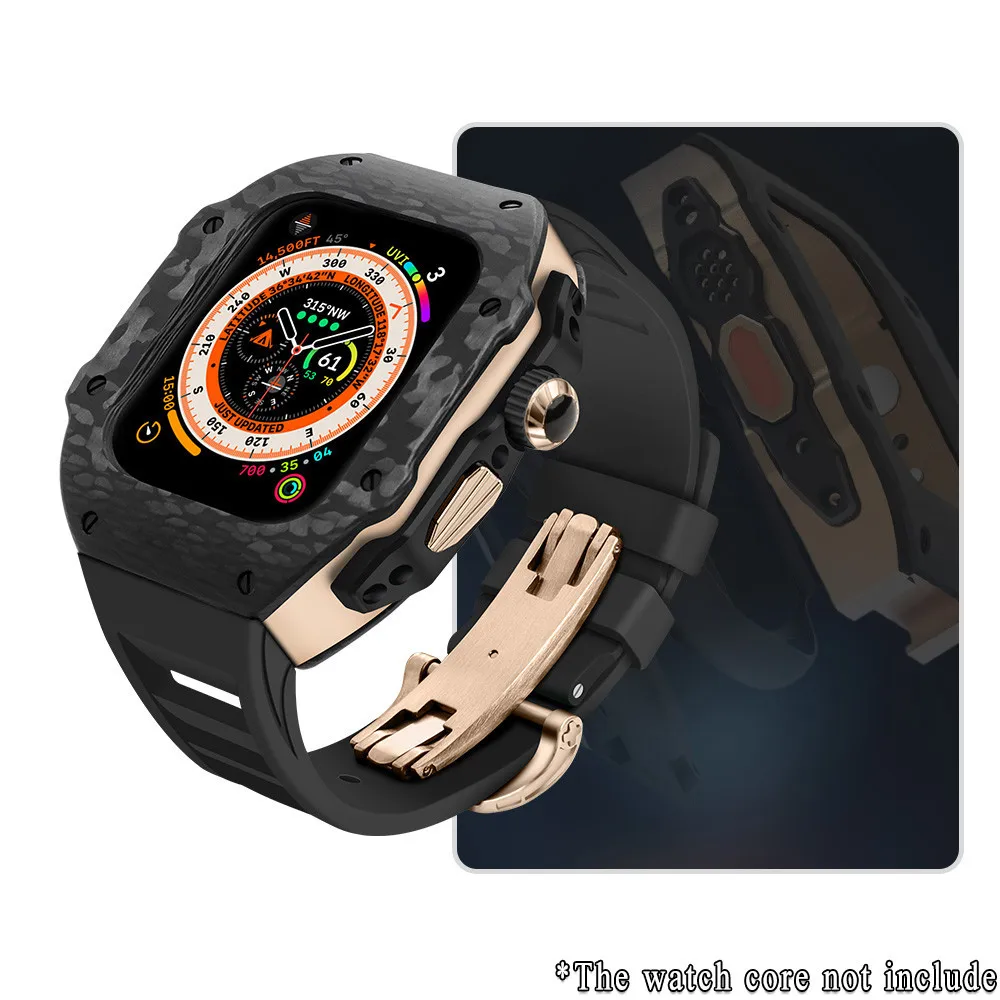 Luxe koolstofvezel modificatiekit compatibel voor Apple Watch Ultra3 49 mm 44 mm 45 mm Iwatch-serie 9 8 7 6 5 4 SE3/2/1 ultra 3