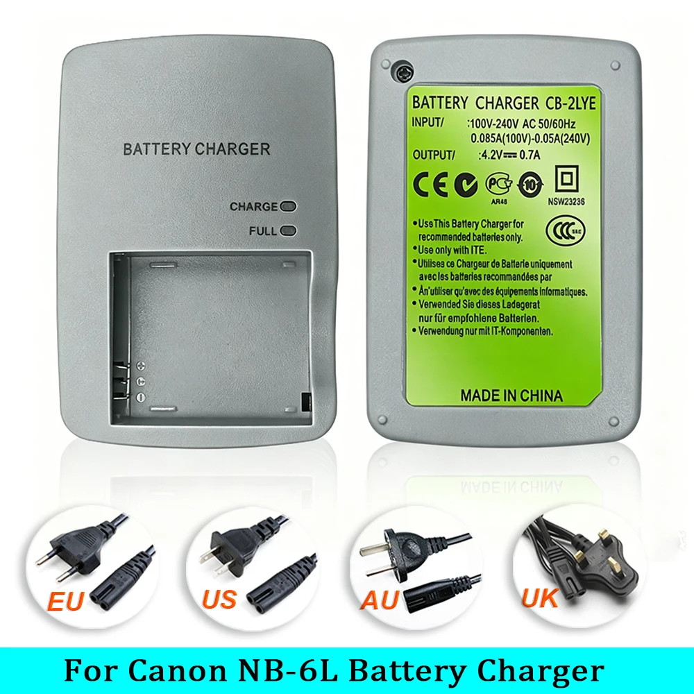 CB-2LYE 2LYT Battery Charger For Canon PowerShot D10,D20,D30,S90,S95,S120,SD770,SD980,SD1200,SD1300 IXUS 85IS 105IS Camera NB-6L
