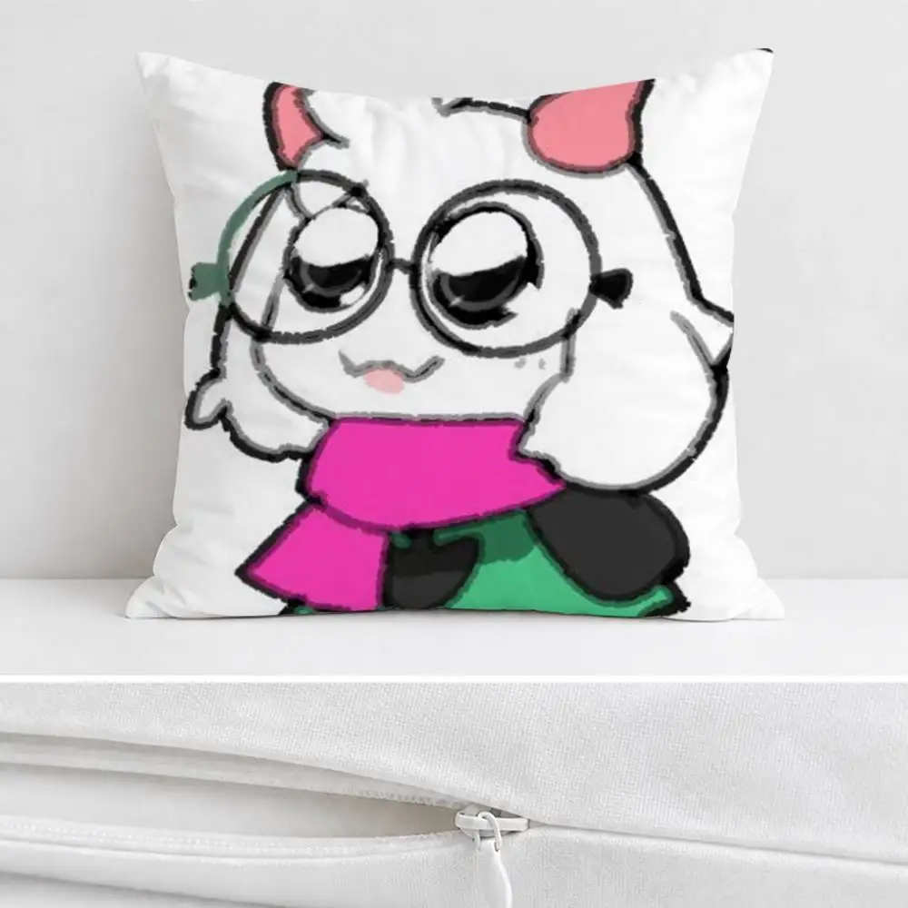 D-Deltarune Cute Ralsei  Double-sided Printed Square Decorative Cushion Cover for Sofa Living Room Home Decor