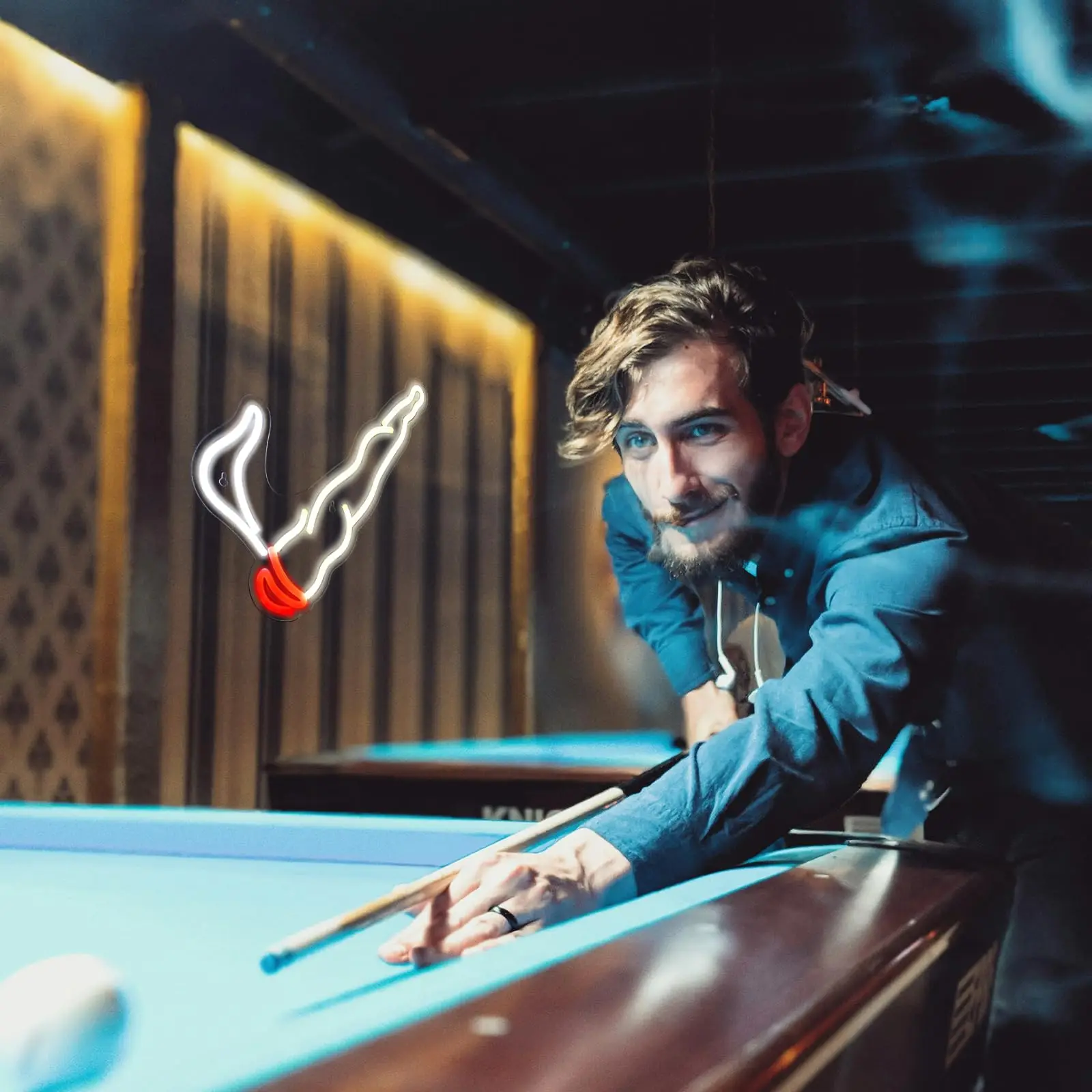 1 مصباح نيون LED فريد على شكل سيجار لغرفة الكهف الرجالية، مفتاح الخط، مصباح تثبيت على الحائط يعمل بمنفذ USB 5 فولت #5