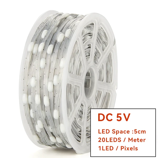 KTRLIGHT DC5V/12V 1,5 cm-10 cm Pitch 3Pin Klarer Draht WS2811 LED-Samen-Pixel-Lichterkette RGB IC adressierbar Vollfarbe IP68 6