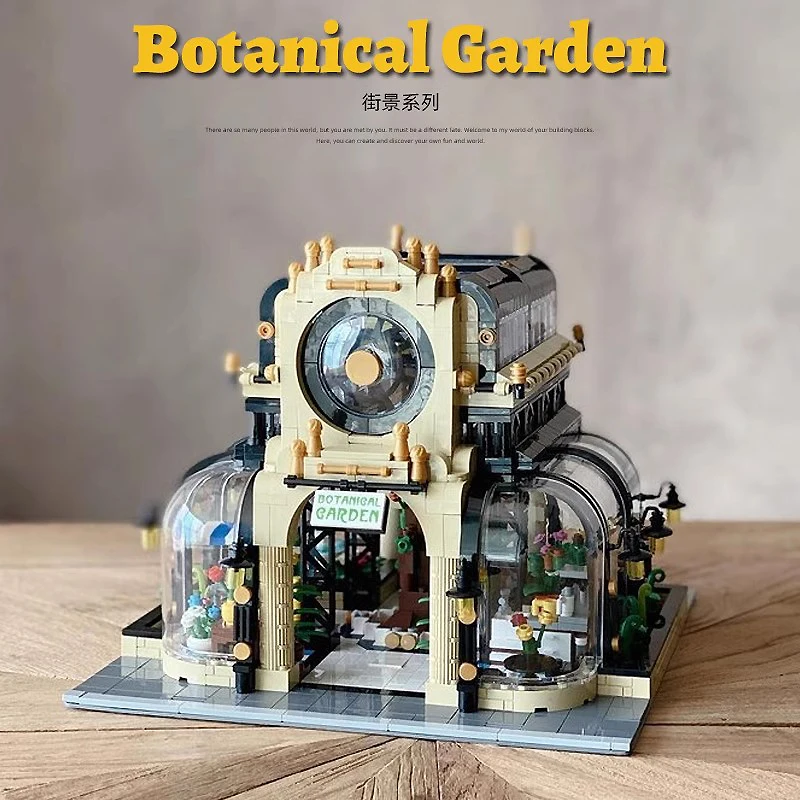 MOULD KING 16019 Street View Building Model MOC-26379 Botanical Garden With Led Light Set Blocks Brick Kids Toys Christmas Gifts