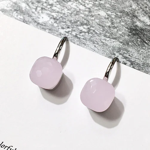 100% 925 Sterling Zilver Snoep Stijl 21 Kleuren Blauw Wit Rood Groen Geel Crystal Drop Earring Voor Vrouwen Fijne Sieraden
