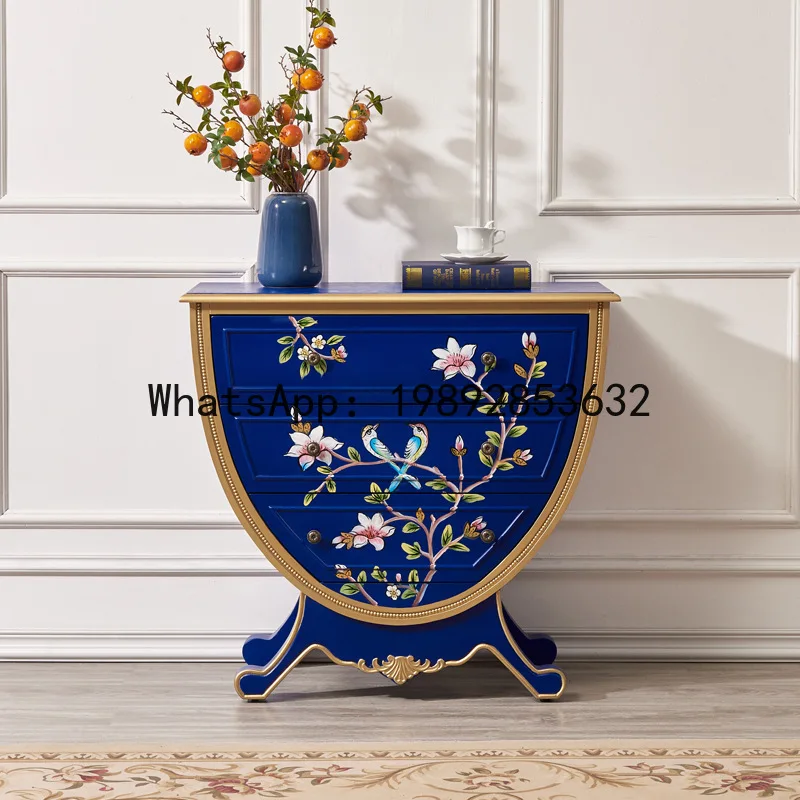 CZ American Style Entryway Three-Drawer Cabinet Painted Living Room French Decorative Side Cabinet Entrance Storage Cabinet