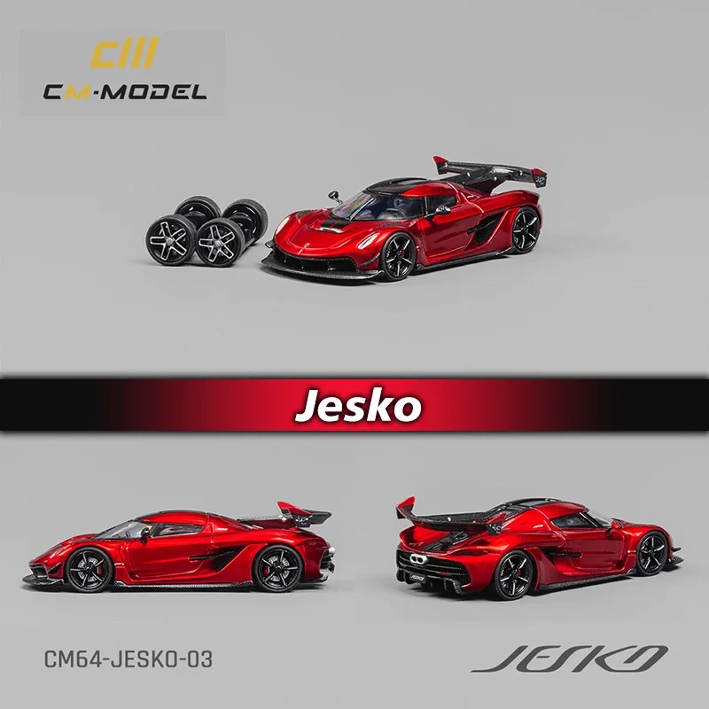 **Pre Sale** CM 1:64 Jesko Metallic Red Replaceable Wheels Diecast Diorama Car Model Collection Miniature Toys