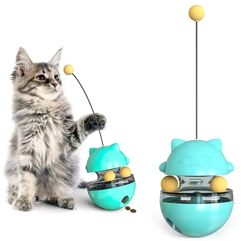 

Eco-friendly Tumbler Ball Toy for Cats Interactive Movement Plastic Food Treat Dispensing Cat Teaser Stick Toy