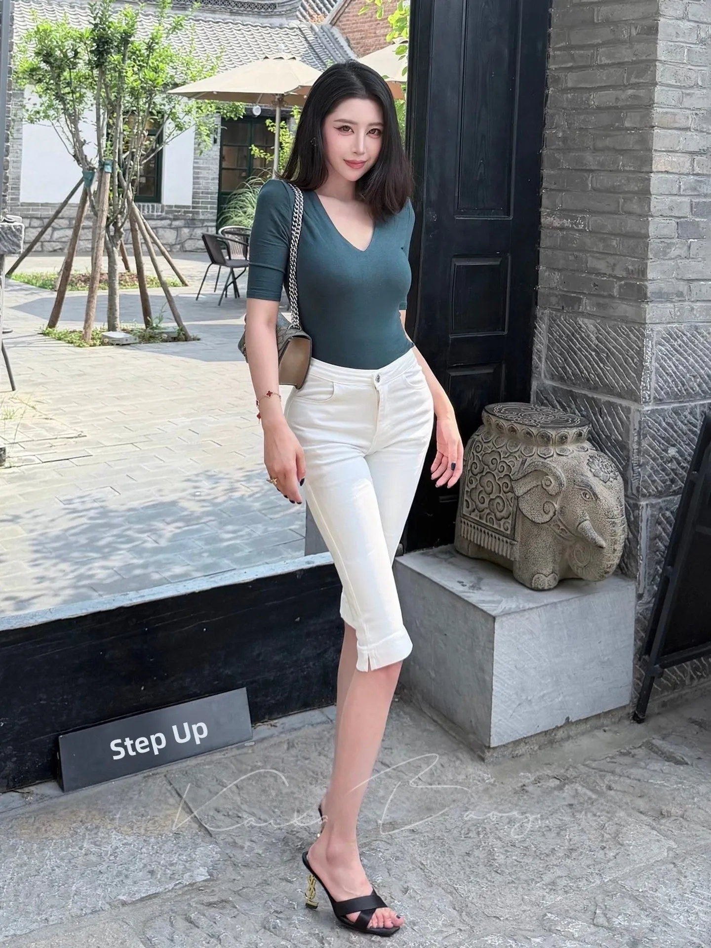 Sexy Slimming High Waist Split Seven-Foot Women's Jeans Elastic Slim Fit High Elasticity Summer Season Ladies' High Waist Jeans