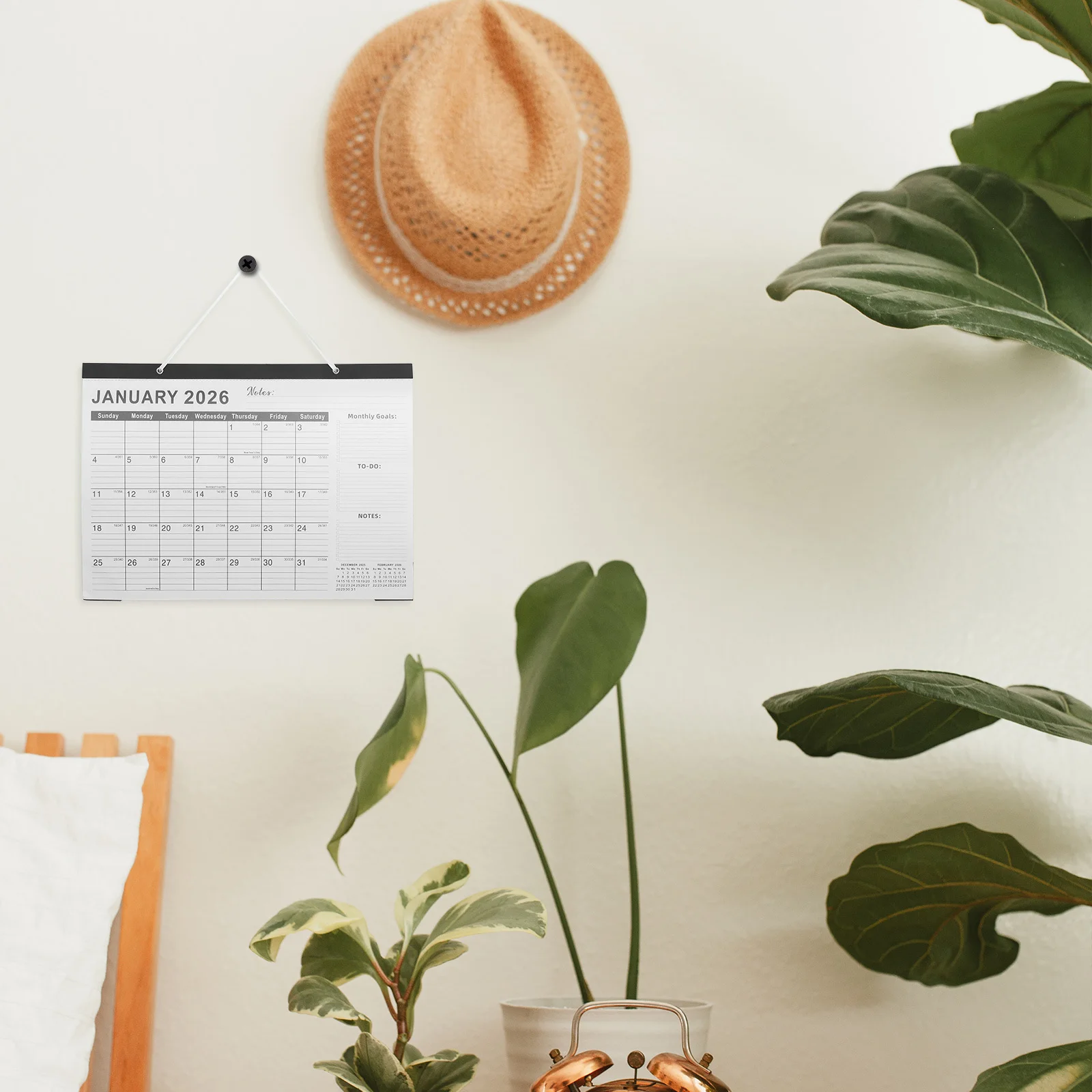 18 قطعة 18 شهرًا تقويم الحائط 2026-2027 من يناير إلى يونيو مخطط معلق كتل كبيرة للعطلات جدول شهري للأعمال العائلية #3