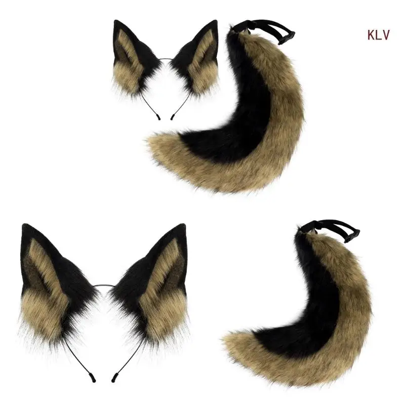

Halloween Wolf Dog Costume Set for Girl Cosplay, Halloween Animal Costume Accessories, Animal Ears Headband, Animal Tail