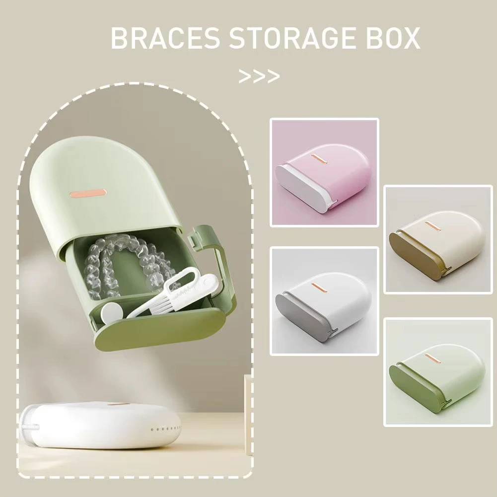 Orthodontic Retainer Case Portable Durable Denture Oral Storage Box with Ventilation Holes for Daily Travel Teeth Aligner Braces