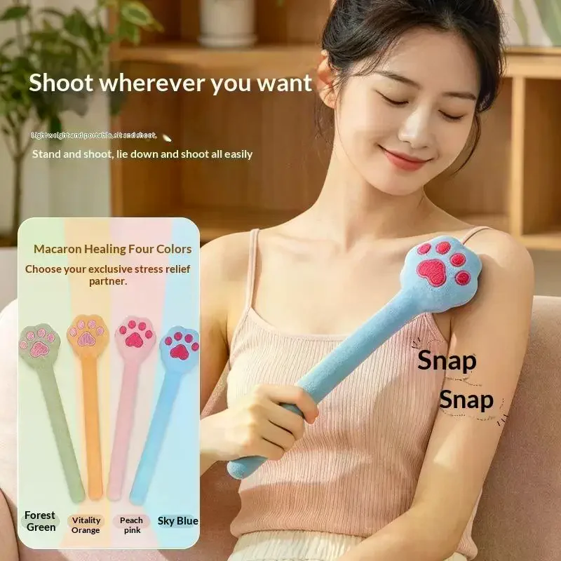 1Pcs Back Pain Relief Portable Body Vibration Hammer High Elasticity Latex Velvet Massage Pat Fu Character Slap Stick Massager