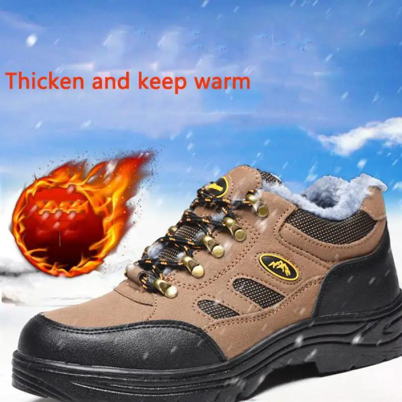 Zapatos De Seguridad 2023 New Men\'s Winter Safety Shoes Plush For Warmth High Quality Outdoor Work Plus Size Sepatu Safety