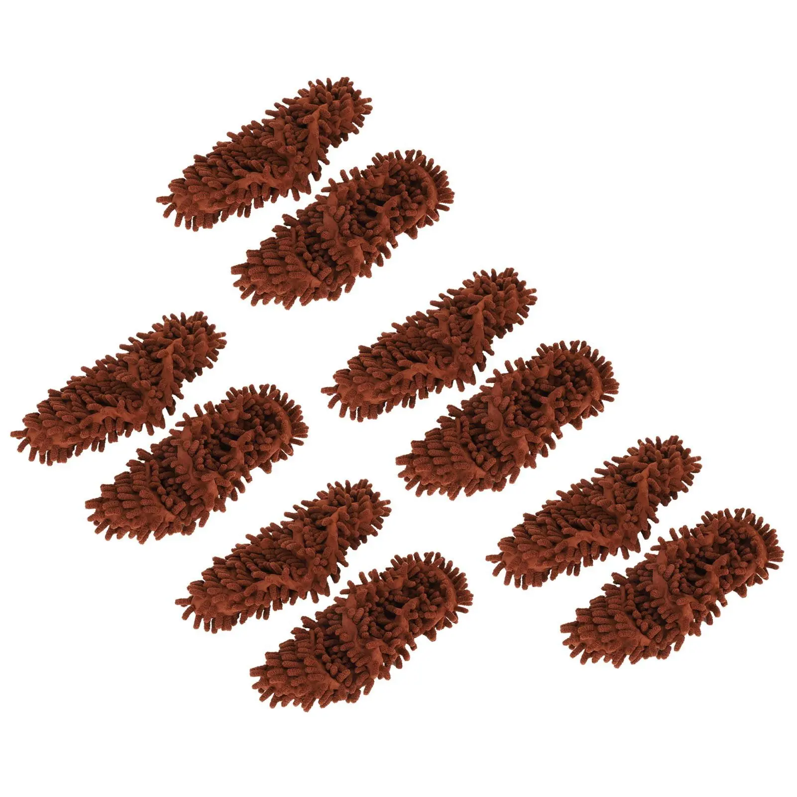 10 Pieces of Chenille Mopping Shoe Covers, Lazy Shoe Covers Mop Covers Cleaning Shoe Covers (Coffee Color)