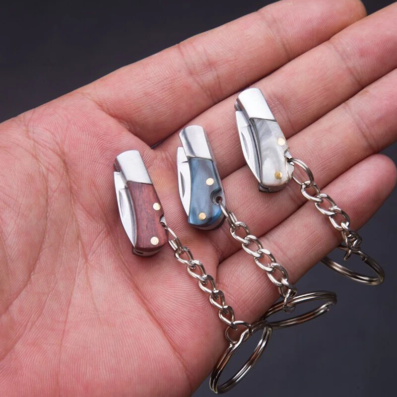 Outdoor Camping Mini Folding Pocket Knife Portable Acrylic Handle Stainless Steel Sharp Blade Keychain Knife EDC Tools With Case