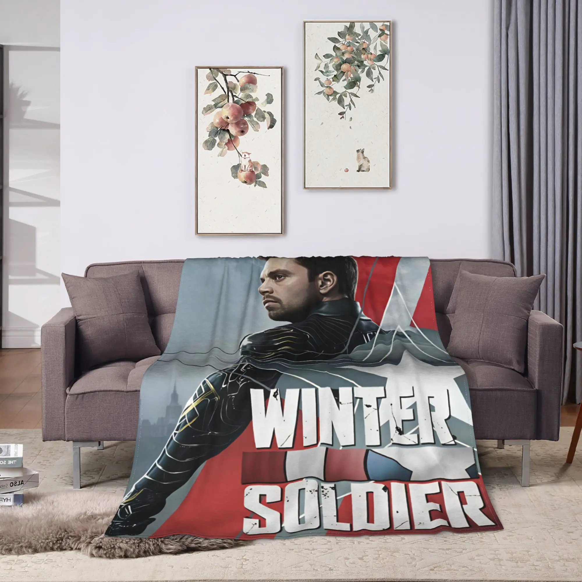 Bucky Barnes Winter Soldier Blanket  Decorative Flannel Throw Blanket For Couch Chair Warm Custom DIY Quality Bedspread Gift