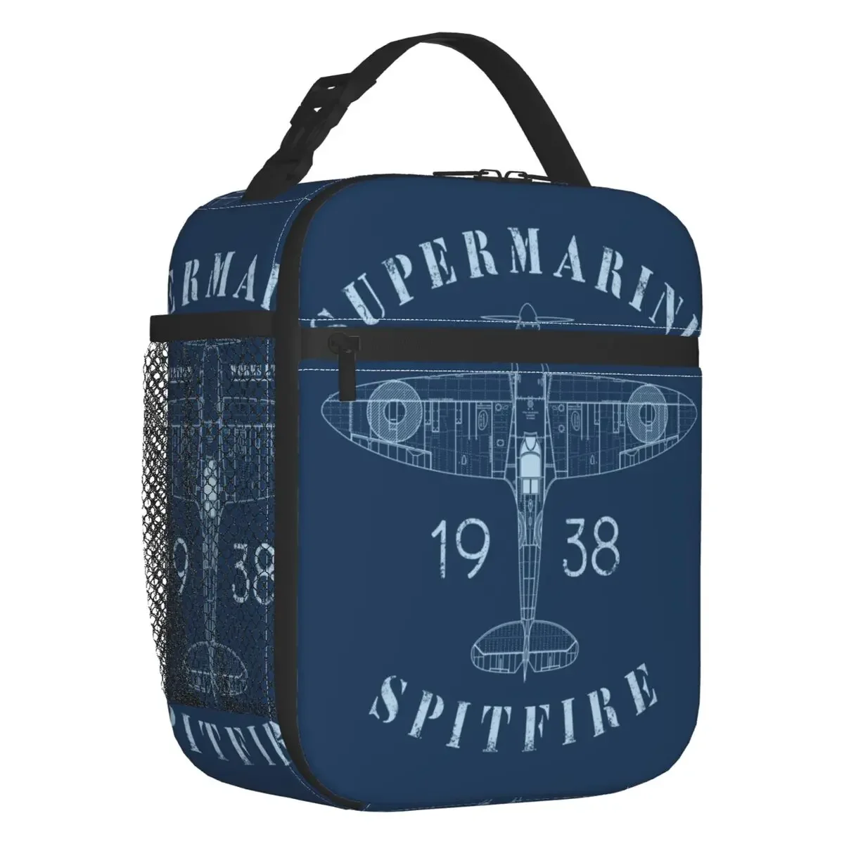 Supermarine Spitfire Insulated Lunch Bag Portable Fighter Plane WW2 War Pilot Aircraft Airplane Thermal Cooler Lunch Box Office