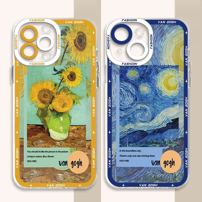 Case for Samsung Galaxy A21s A72 5G A13 A73 A12 A22 A52 A42 A33 A32 A52s A23 A53 Van Gogh Art Back Bag Transparent Soft Cover