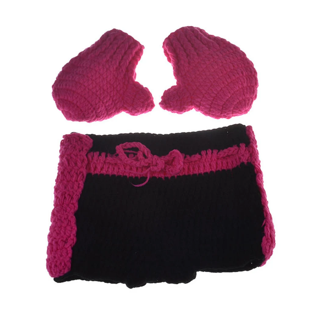 Trajes de boxeo tejidos para recién nacidos, trajes de utilería de fotografía mensual tejidos a mano para bebés
