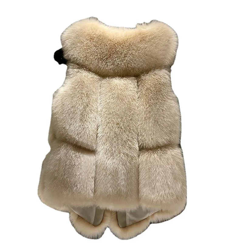 2025 ฤดูใบไม้ร่วงและฤดูหนาวยุโรปสั้นอารมณ์ WARM FUR แบบบูรณาการเลียนแบบ Fox FUR เสื้อกั๊กแฟชั่นเสื้อแจ็คเก็ตอเนกประสงค์ผู้หญิง