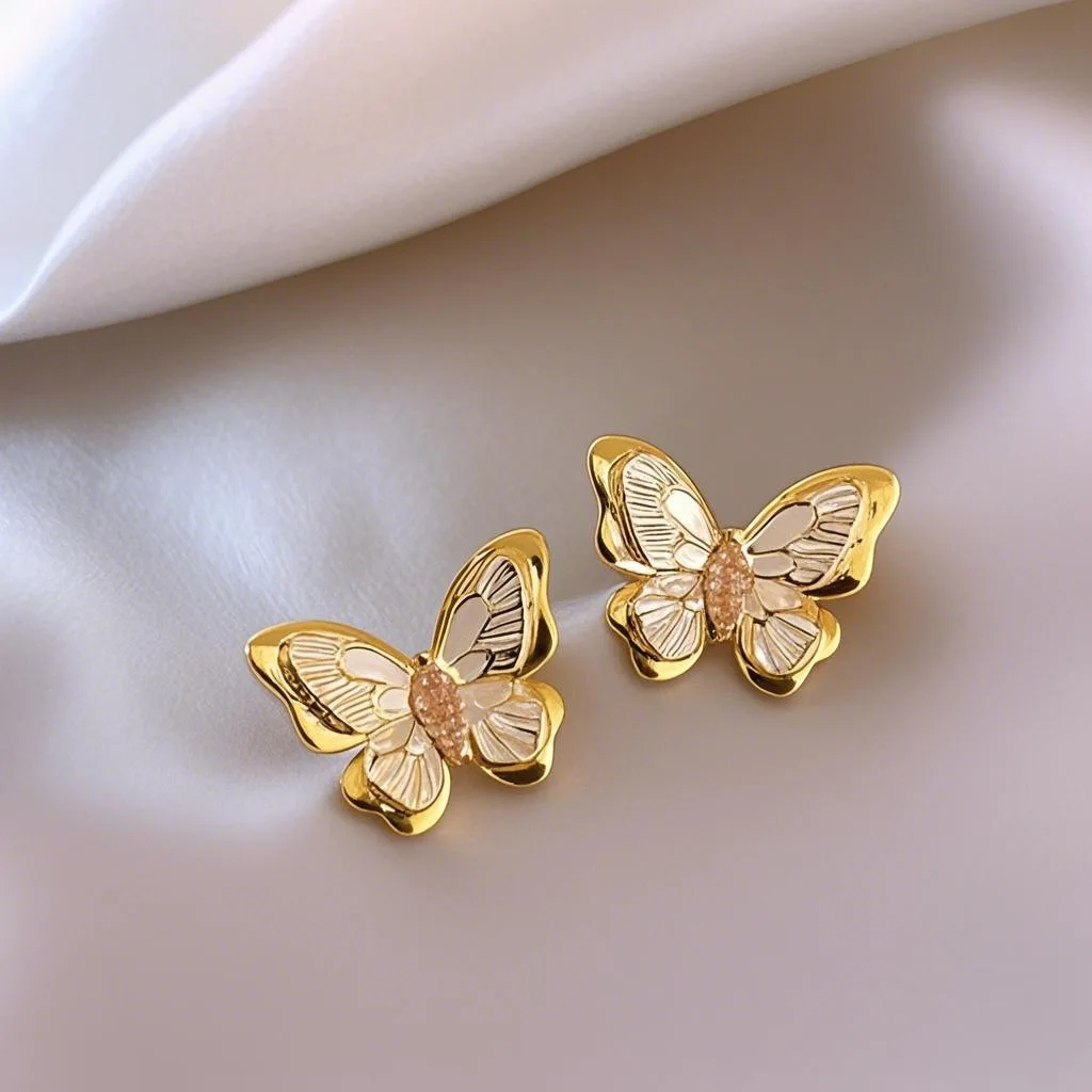 925 Silver Needle French Vintage Butterfly Earrings For Women Jewelry 2026 Trending New Korean Fashion Women's Stud Earrings