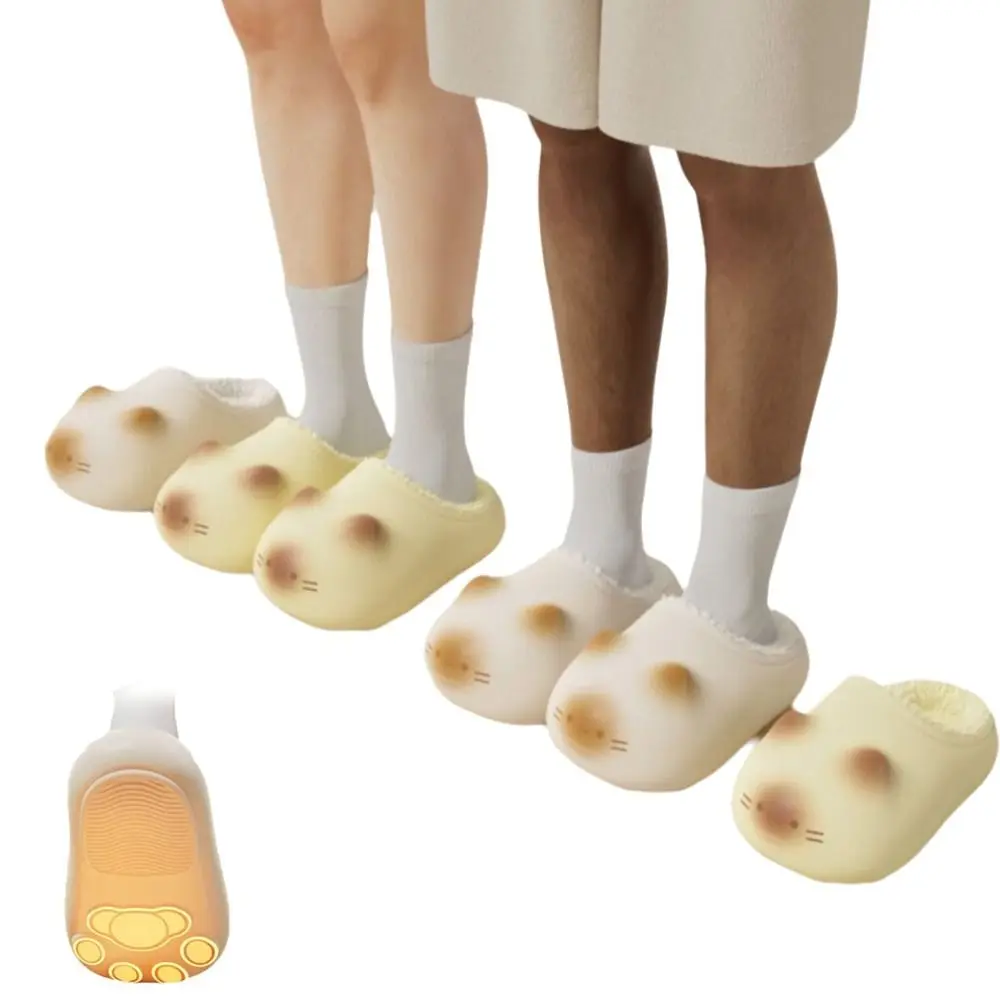 New Waterproof Cat Slippers Bottom Cat Paw Warm Cat Paw Slippers Wool Heightening Closed Toe Slipper Outdoor Indoor