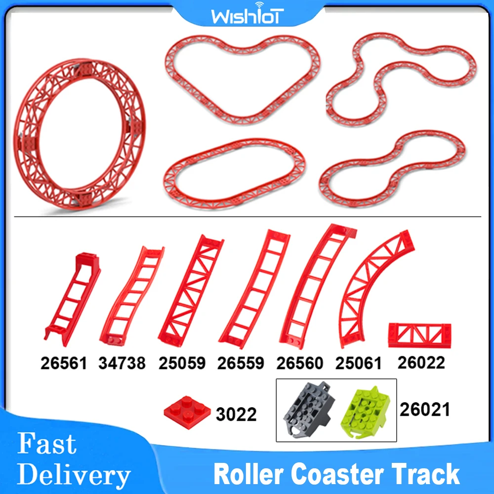 Roller Coaster Track Chassis Small Paticle Technical Parts MOC Building Block Rail Bow Slope Shaft Edges Brick 26021 26060 26559