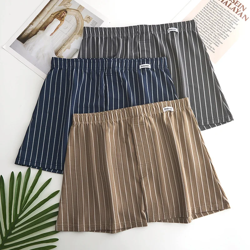3Pack Mens Aro Pants Striped Boxershorts Ice Silk Mesh Boxers Pack Summer Loose Fit Pajama Pants