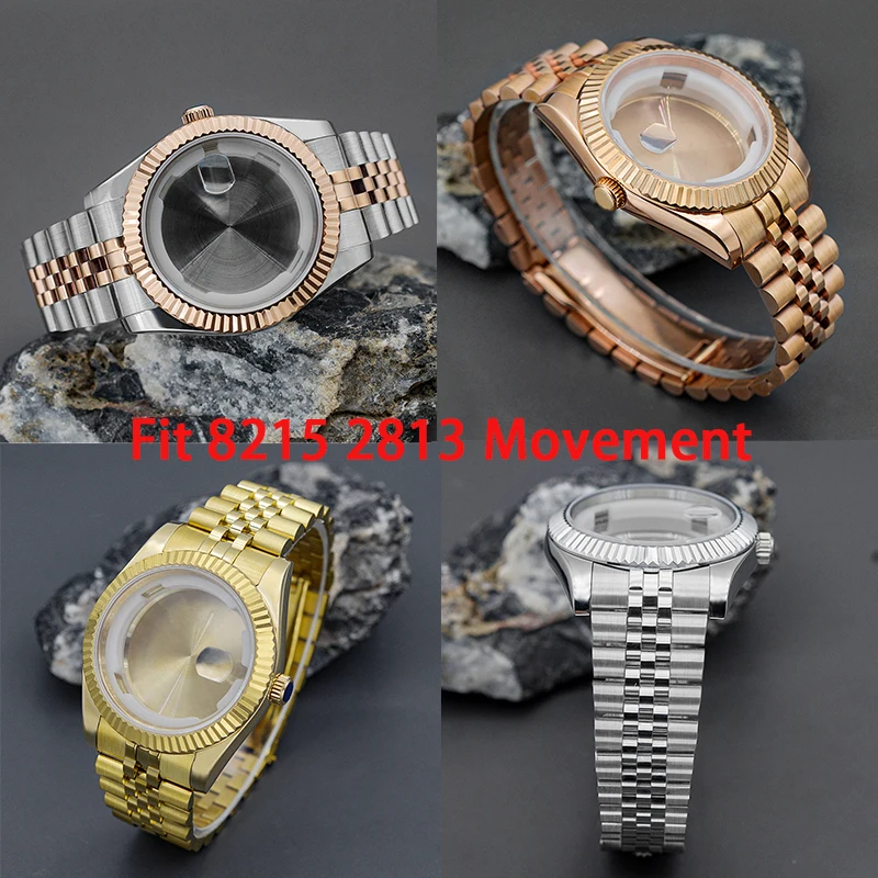 

40mm Datejust Men's Watch Case Fit Japan 8215 8200 2813 Movement Stainless Steel Sapphire Glass 100M Waterproof Diver Watch Part