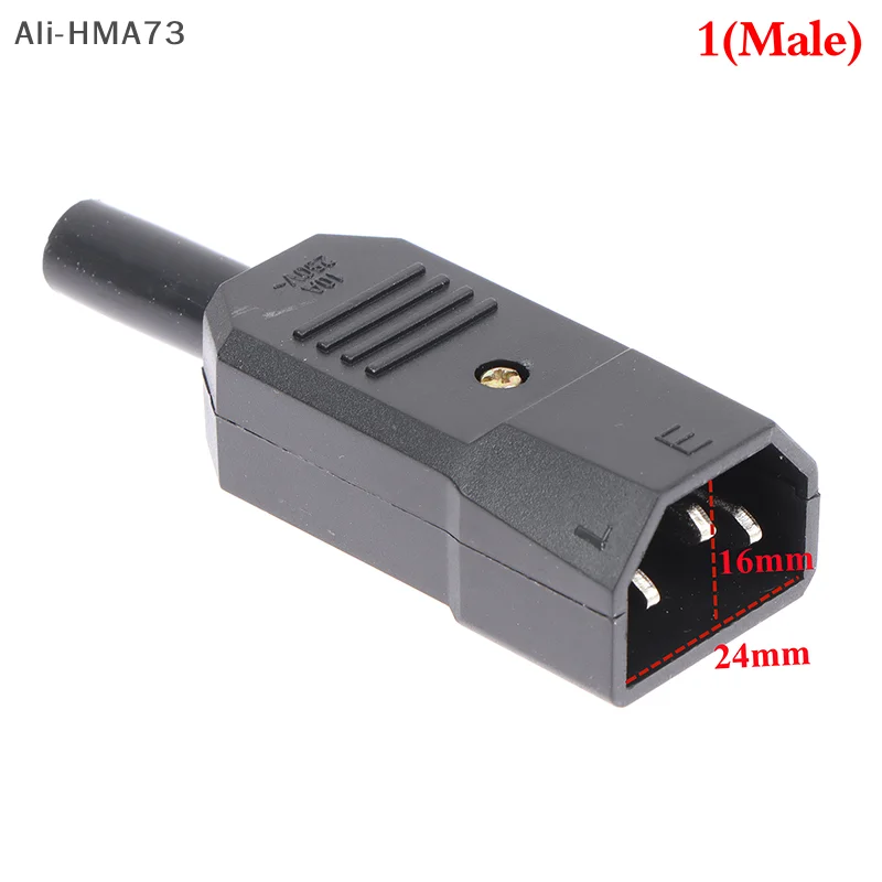 

(YY)1Pc 2025 New AC 3Pin Socket Straight Cable Plug Connector C13 C14 10A 250V Female Male Plug