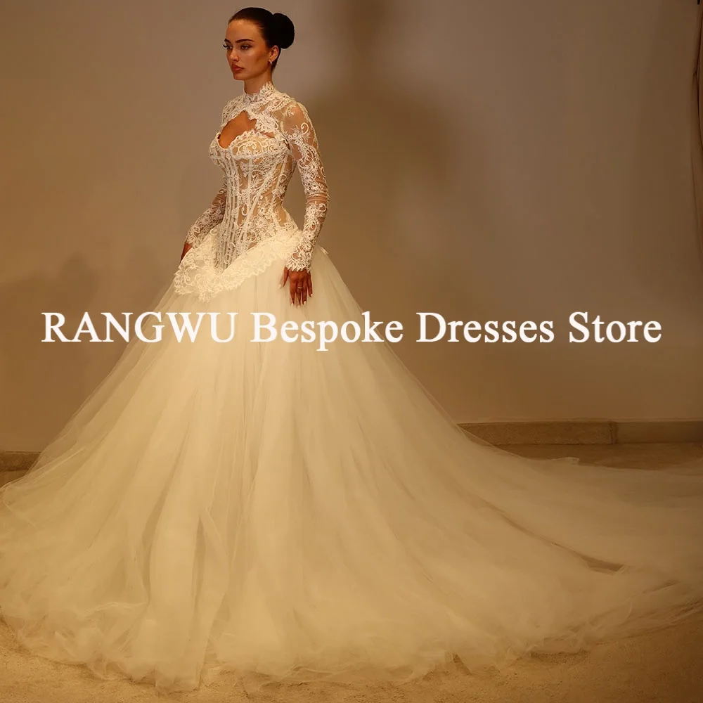 White Lace Wedding Dress With Long Sleeves Fishtail Bridal Dresses Formal Fashion Show Dress Wedding Party Gowns