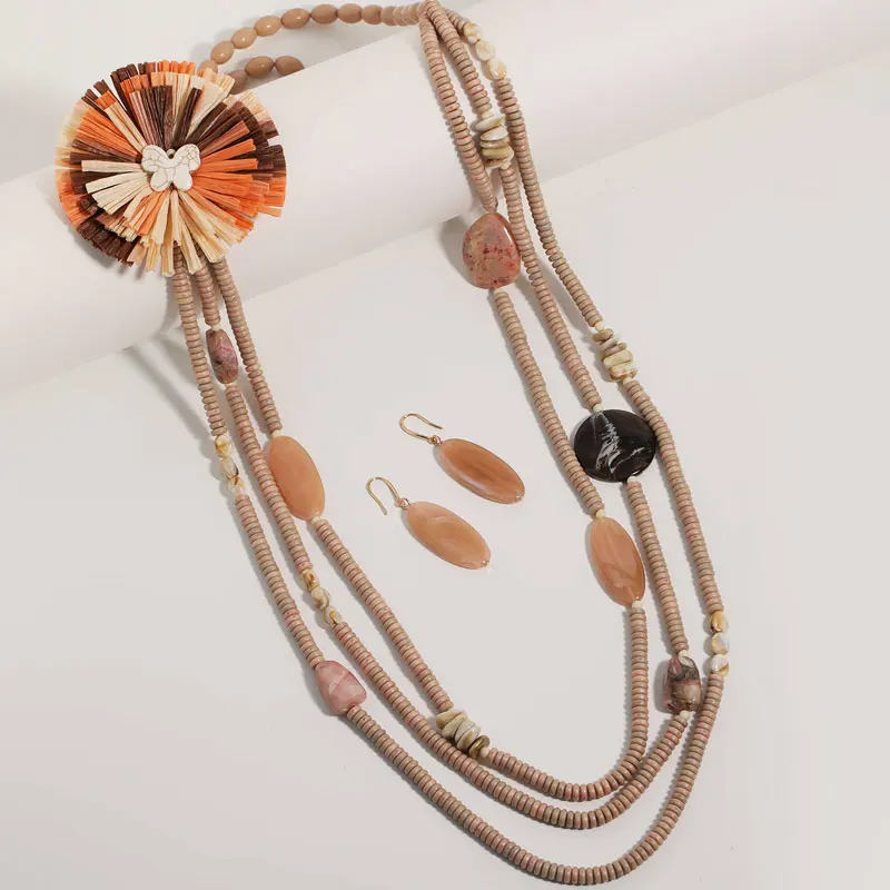 Statement-Halskette im Retro-Ethno-Stil mit Blumen-Accessoires für Damen, Hochzeit, Party, Schmuck – Detail 3
