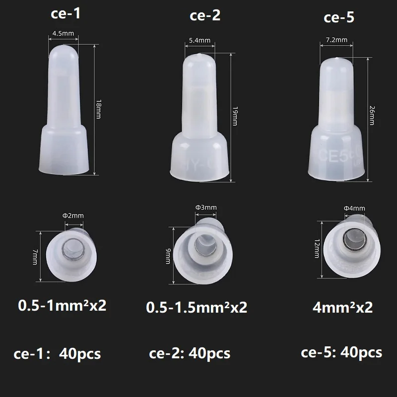 120Pcs Closed End Crimp Cap 22-16 16-14 12-10 AWG Gauge Wire Connector Terminal