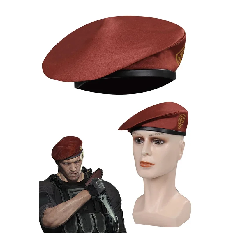 

Jack Krauser Hat Game Resident 4 Cosplay Costume Accessories Adult Red Beret Cap Headwear Men Women Roleplay Fantasia Props