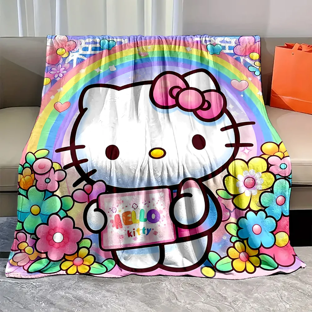 6 Sizes Sanrio Hello Kitty Print Blanket Fluffy Plush Sofa Bed Throw Blanket for Kids and Adults Travel Home Supplies Girl Gifts