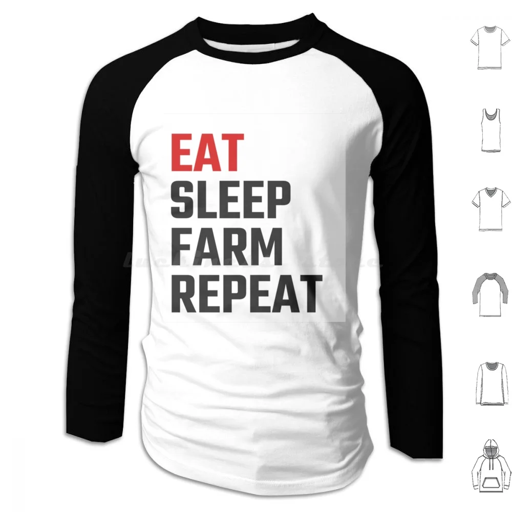 Eat ( Red ) Sleep Farm Repeat Hoodie cotton Long Sleeve Farm Jeremy Farm Funny Diddly Squat Tractor Farming Diddly