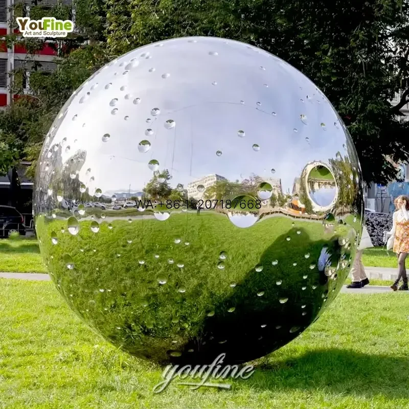Wmwmnu for Popular Custom Silver Modern Stainless Steel Sphere Ball Lawn Sculpture for Sale