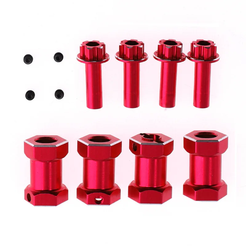 Adaptador De Cubo Hexagonal De Aluminio Para Ruedas RC – 4 Piezas En Rojo Para Traxxas E Revo 1/16