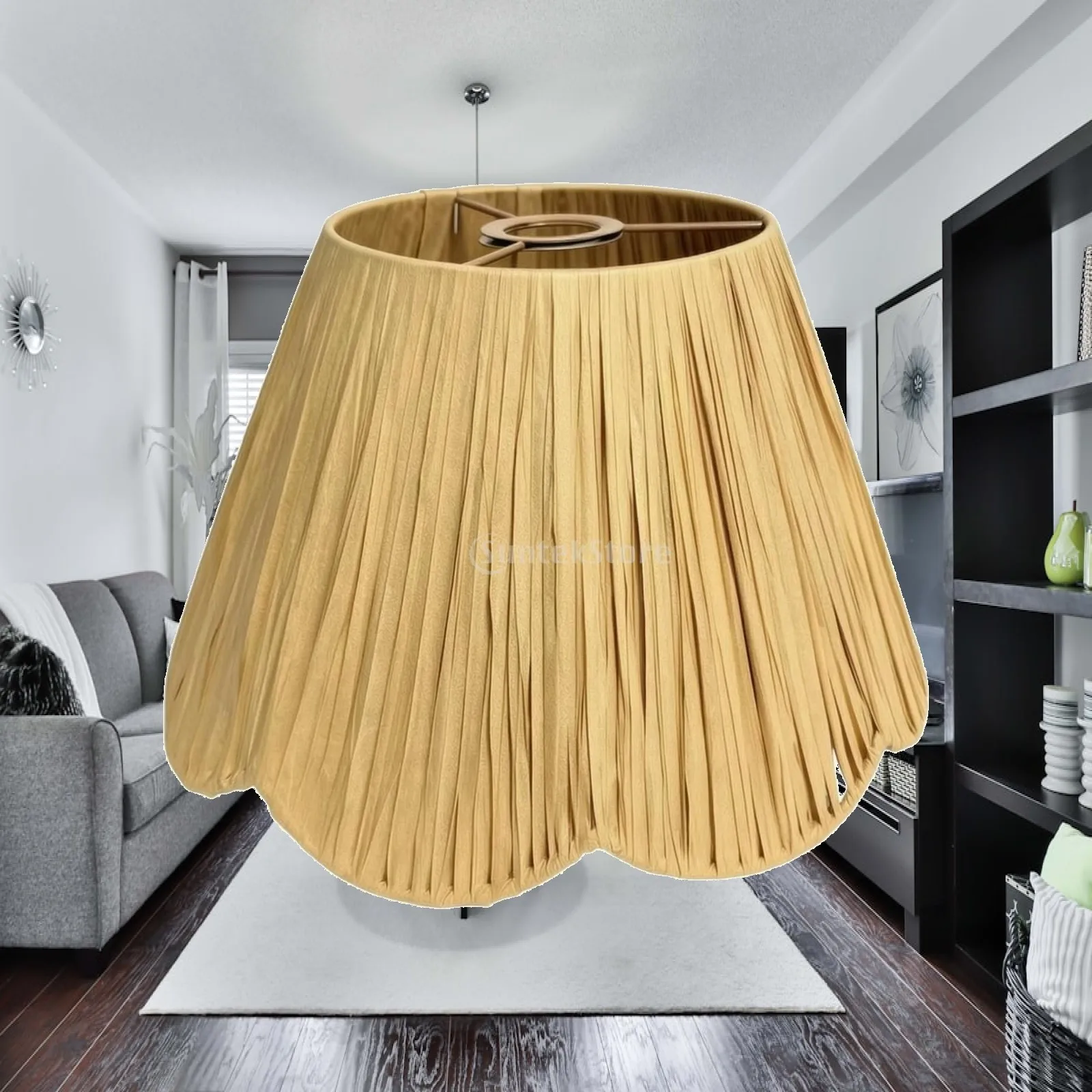 Raffia Lampshade Handwoven Straw Lampshade Boho Lamp Shade Rustic Natural for Living Room, Bedroom